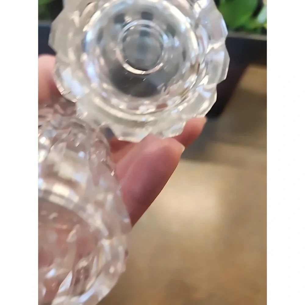 Vtge Tall Shakers Set Press Glass Metal Caps Square Rectangle Design